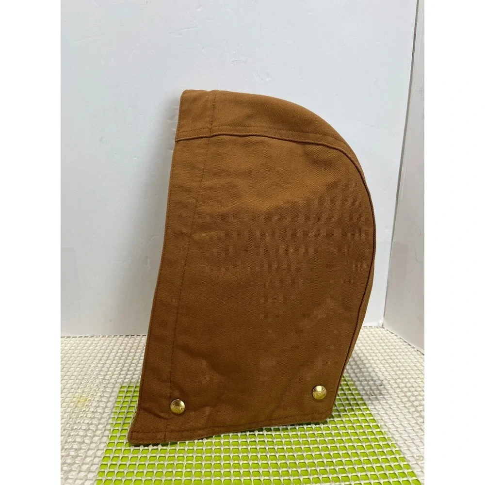 Carhartt Brown Duck Canvas Snap On Replacement Hood Quilt Lined Brown